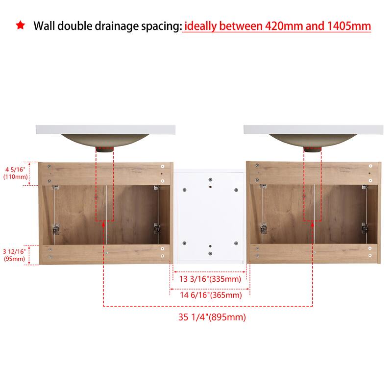 60 Inch Bathroom Vanity with Soft Close Doors, Resin Sink, Ample Storage and Matching Small Shelves (KD Packing)