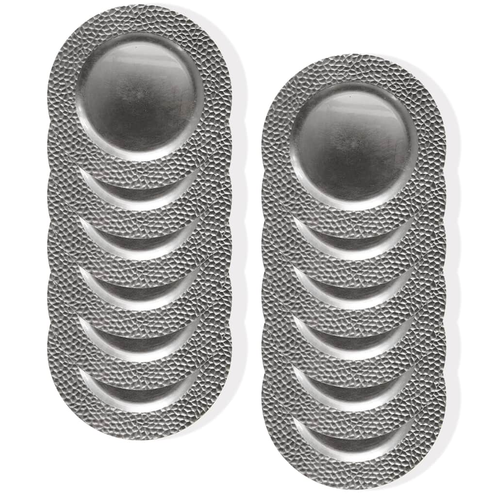 Hammered Silver Charger Plate 13" Set of 12 - 13" Dia x 0.5" H