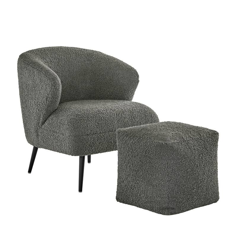 Tremont Boucle Accent Chair and Cube Pouf Footrest by iNSPIRE Q Bold