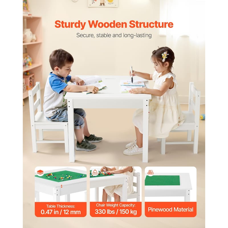 Toddler Table and Chair Set with Double-Sided Tabletop - 25.6 x 25.6 x 20.94 in