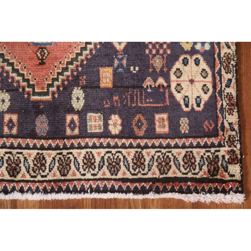 Geometric Abadeh Persian Vintage Runner Rug Handmade Wool Carpet - 2'2"x 4'8"