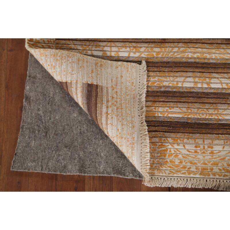 Striped Abstract Oriental Accent Rug Handmade Modern Wool Carpet - 2'9"x 4'11"