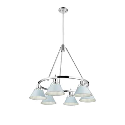 Orwell 6-Light Chandelier in Chrome with Dusky Blue - Silver