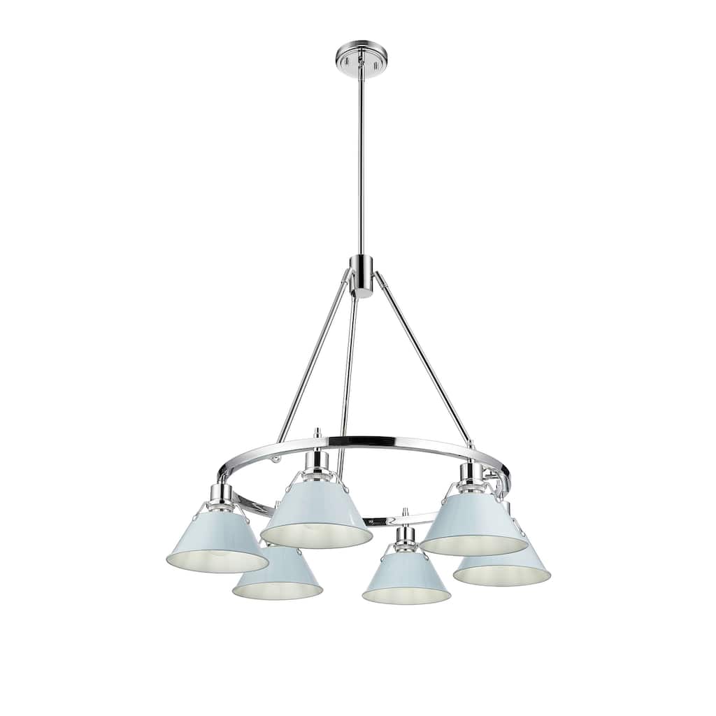 Orwell 6-Light Chandelier in Chrome with Dusky Blue - Silver