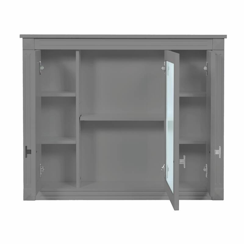 Wall-Mounted Medicine Cabinet with 4 Shelves, Mirrored Door Over-Toilet Storage