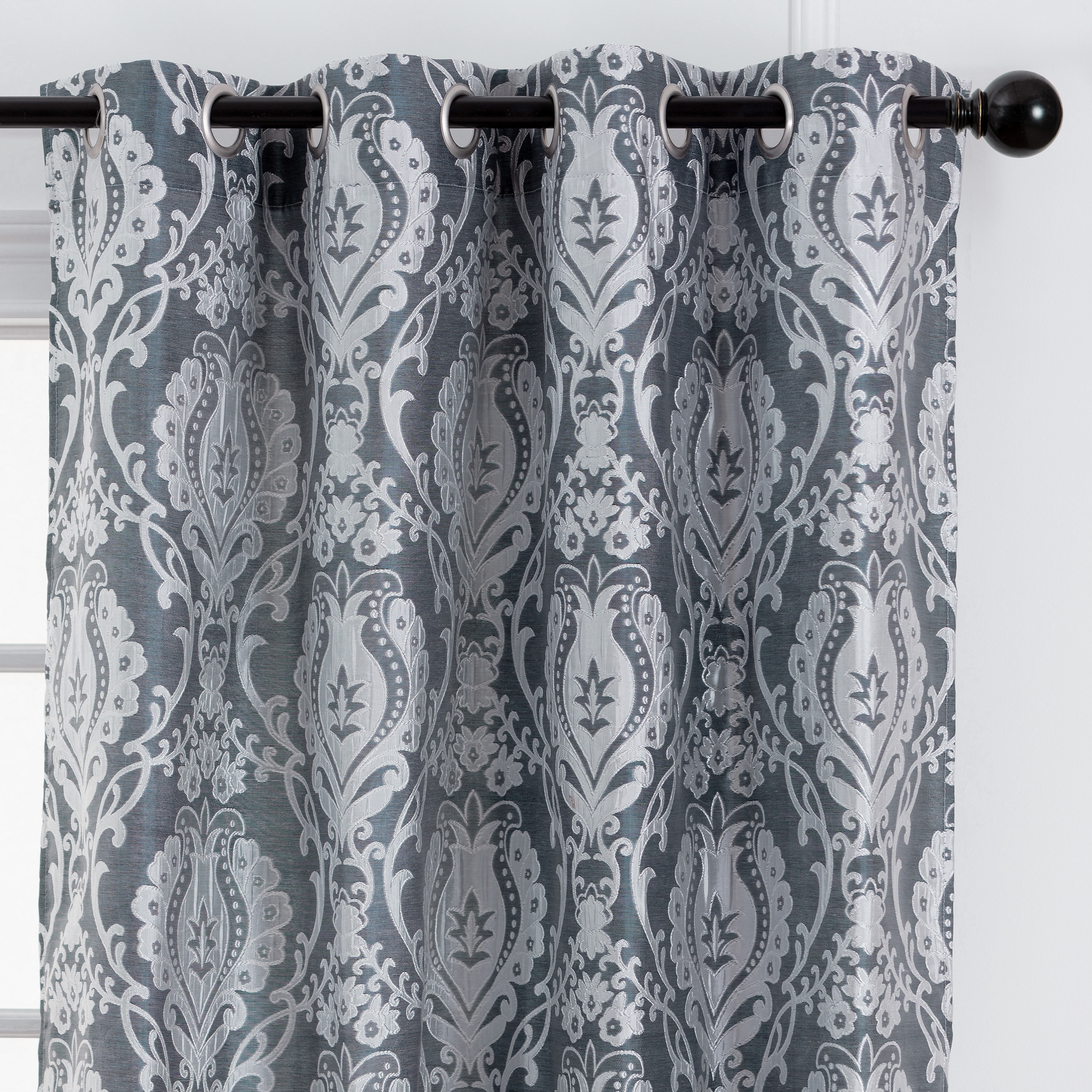 Chanasya Jacquard Damask Room Darkening Window Curtain Panel Pair (Set of 2)