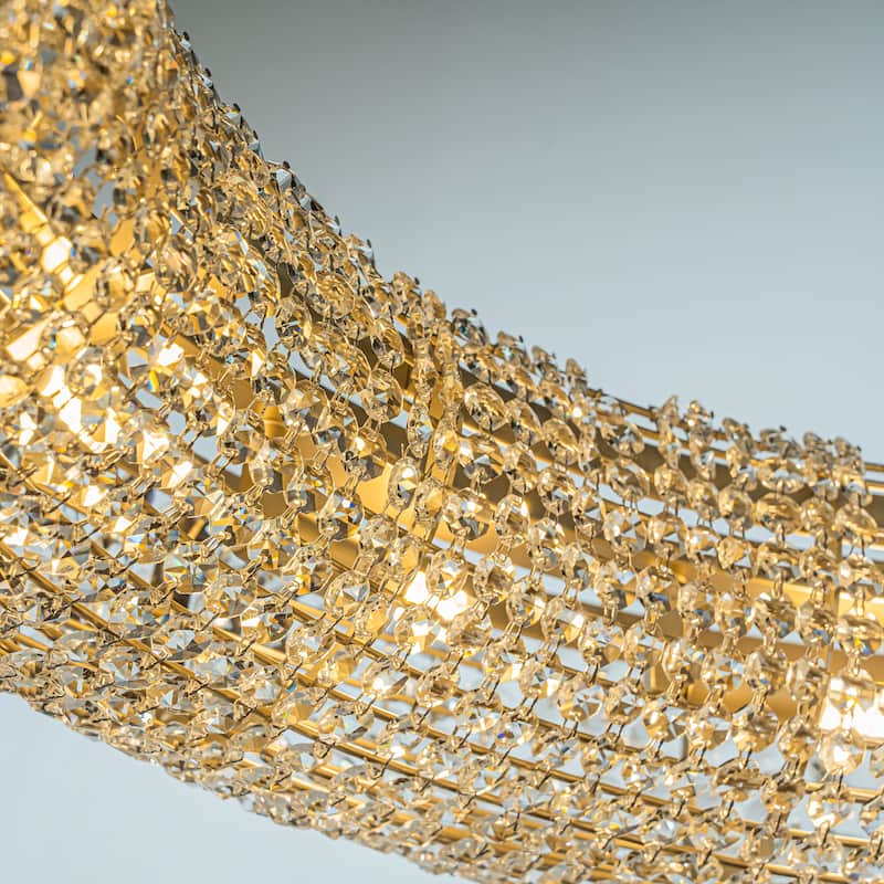 CraftHome Empire Glam Halo Soft Gold Round Crystal Chandelier for Dining Room