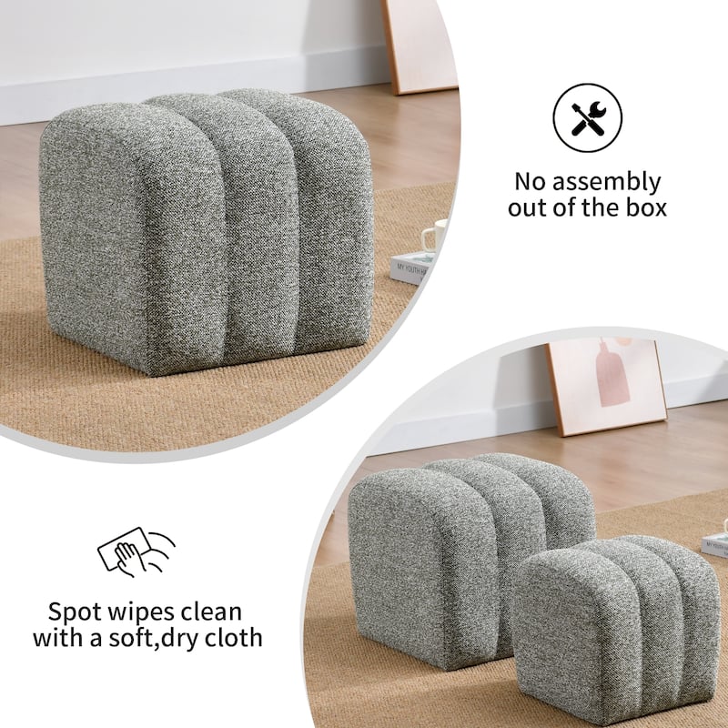 Modern 2-in-1 Nesting Upholstered Vanity Stool Ottoman Footrest Shoe Bench Set