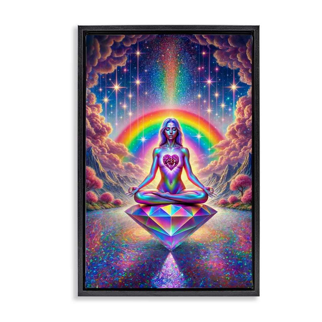 Stupell Spiritual Enlightenment Meditation Framed Floater Canvas Wall Art Design By Spirit of the Rainbow