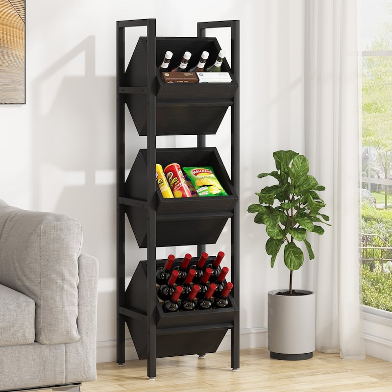 Freestanding Floor Wooden Wine Storage Stand