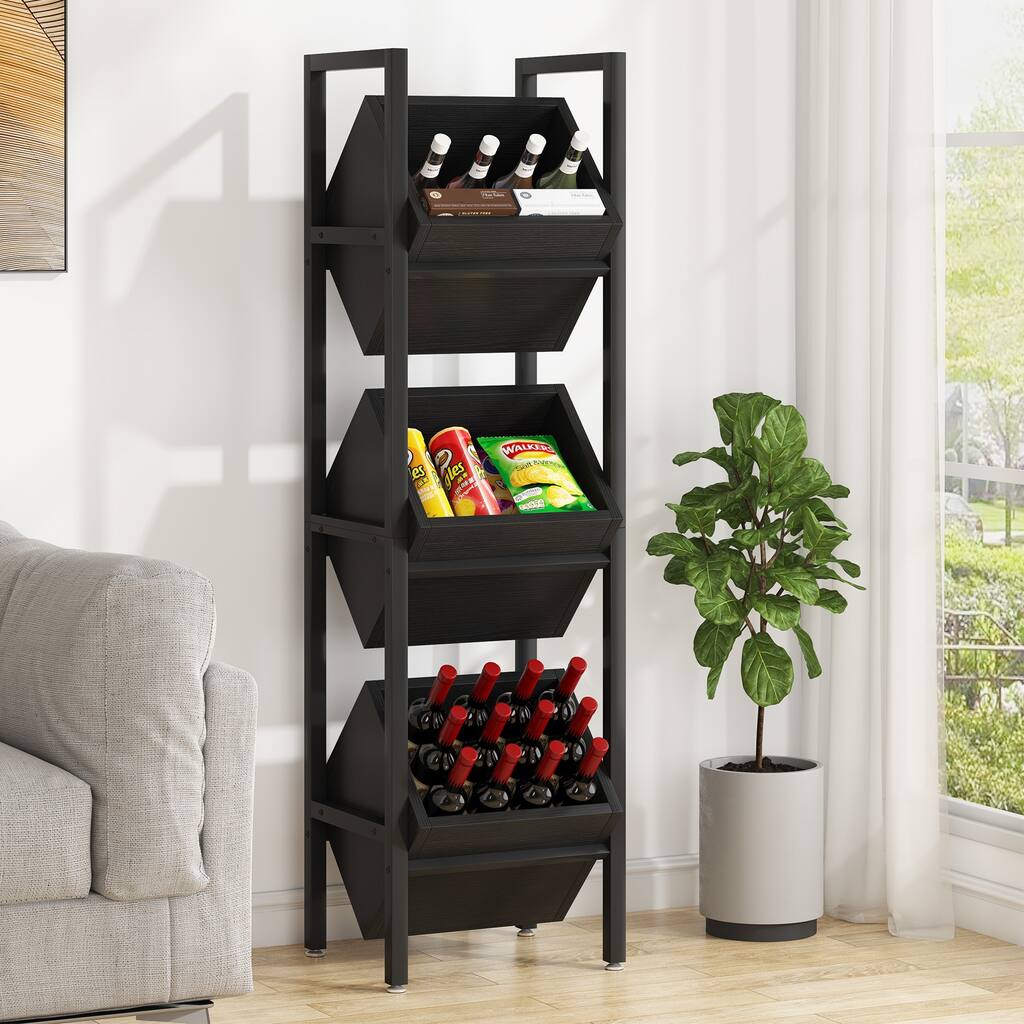 Freestanding Floor Wooden Wine Storage Stand