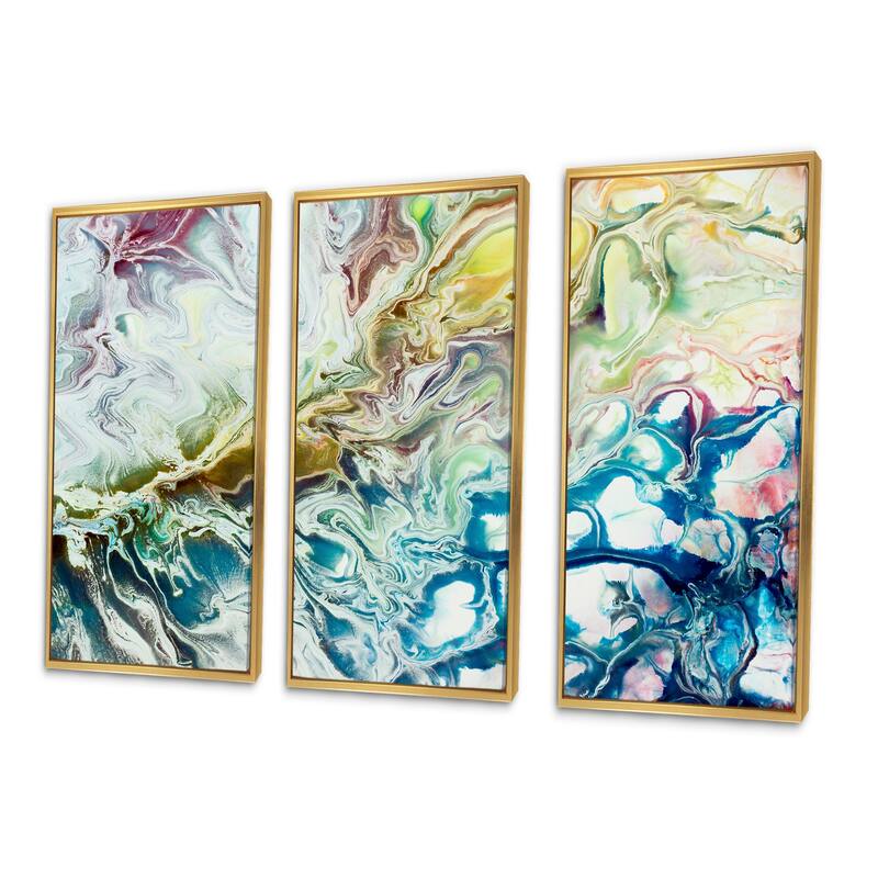 Designart "Yellow And Green Abstract Strokes II" Modern Framed Art