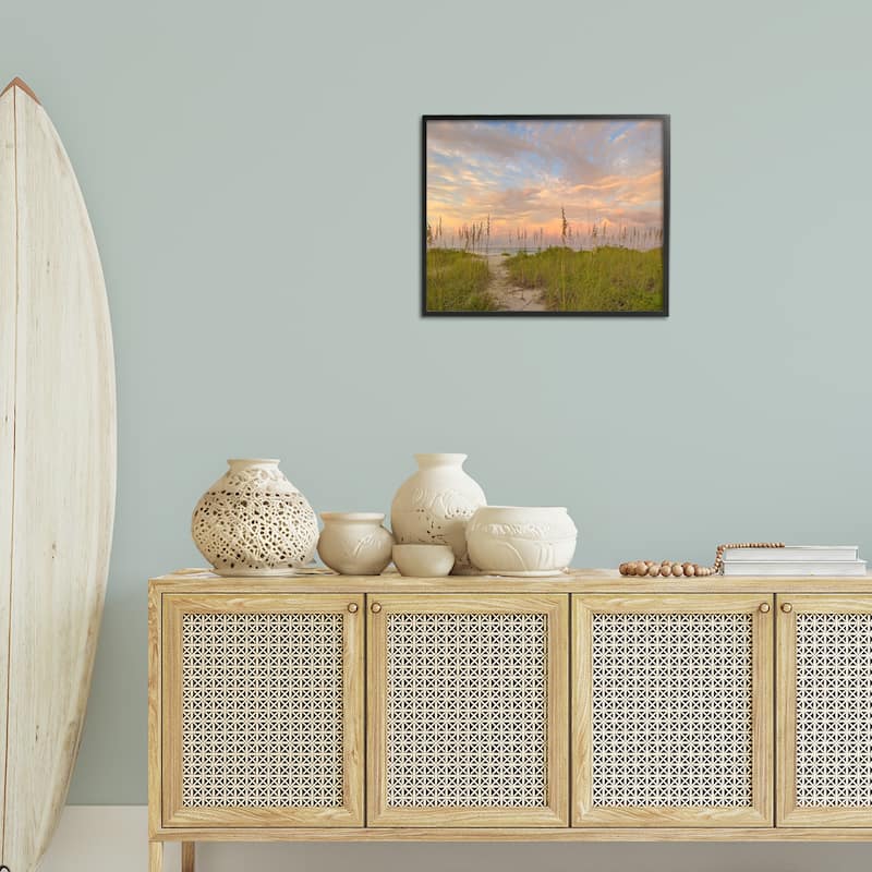 Stupell Serene Coastal Path Grasses Framed Giclee Art Design By Mary Lou Johnson