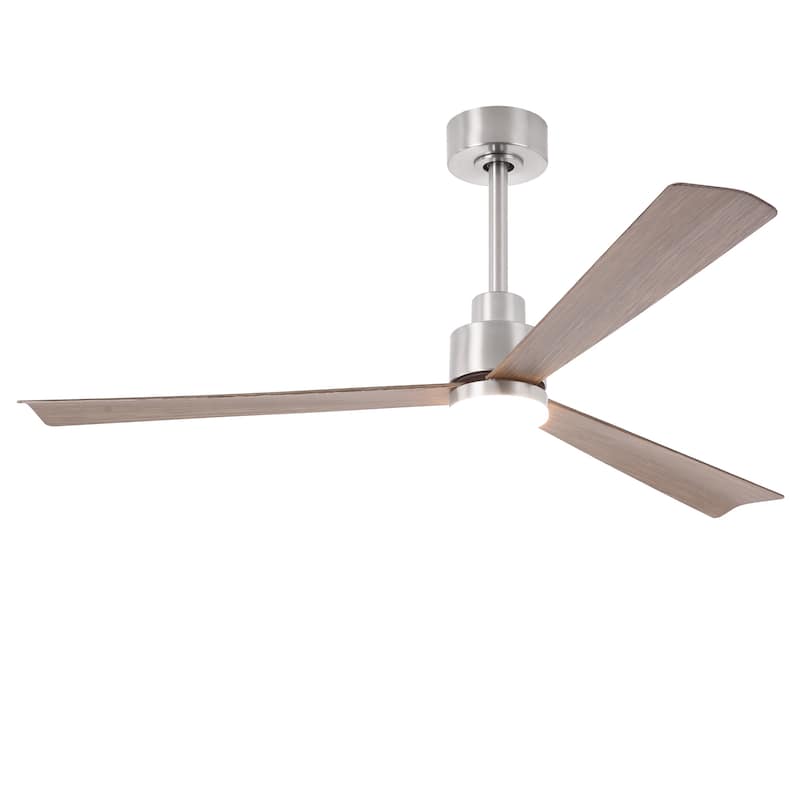 52" Brushed Nickel ABS 3-Blade Dimmable Ceiling Fan with Light and Remote