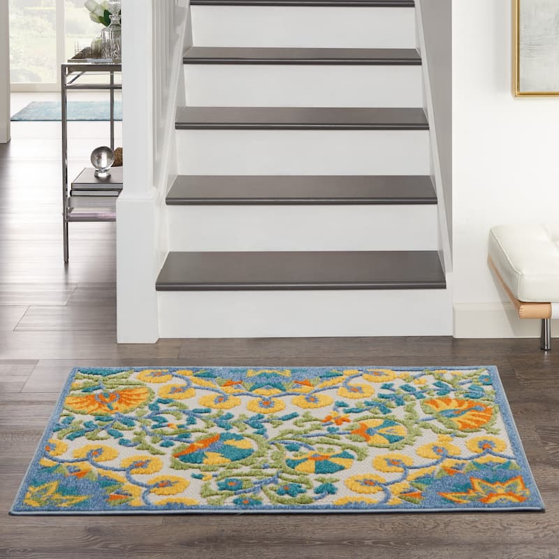 Nourison Aloha Modern Floral Vibrant Multicolored Indoor/Outdoor Area Rug