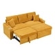 preview thumbnail 56 of 69, 80.3" L Shaped Couch with Pull Out Bed Corduroy Sleeper Sofa Bed Convertible Sectional Couches with Cup Holder for Living Room