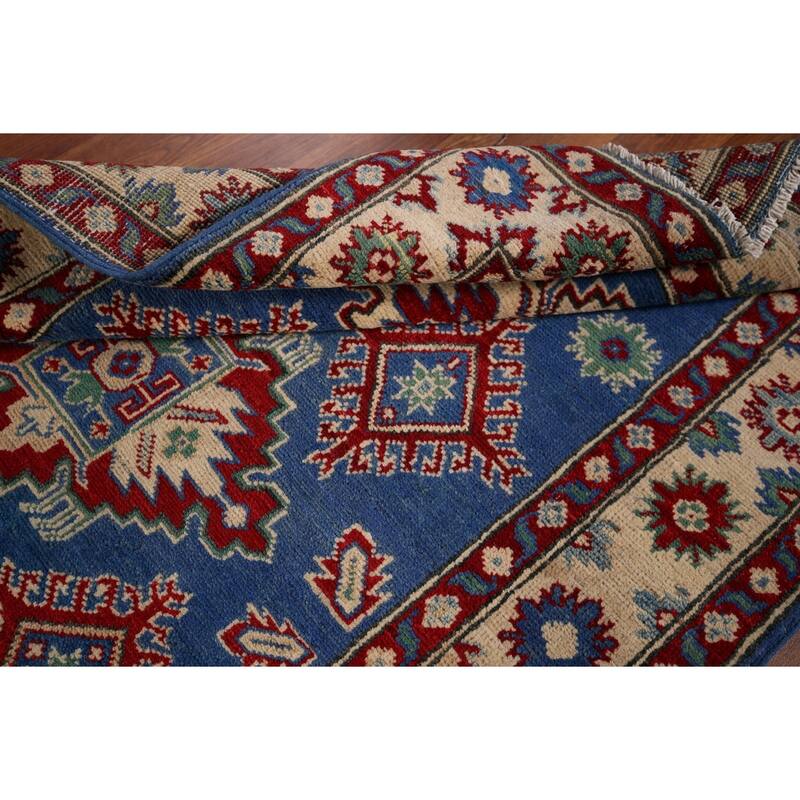Blue Kazak Oriental Foyer Rug Handmade Wool Carpet - 3'4" x 5'1"