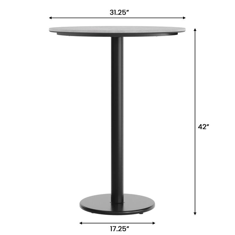 Commercial HPL Tabletop with Bar Height Round Base