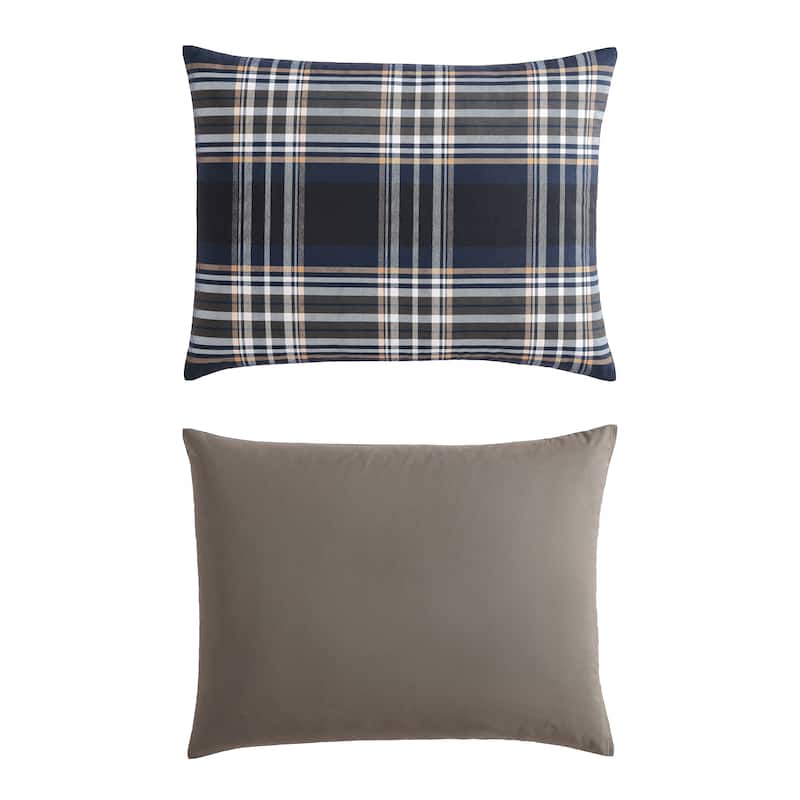 Wrangler City Flats Plaid Blue Microfiber Duvet Cover Set