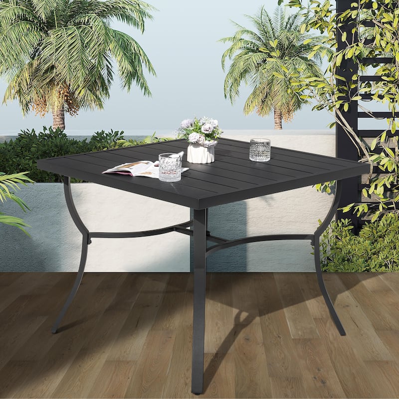 Patio 36 in. Aluminum Dining Table for 4, 1.97’’ Umbrella Hole, Black