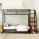 preview thumbnail 5 of 9, Twin Over Twin Metal Bunk Bed with Lateral Storage Ladder and Wardrobe