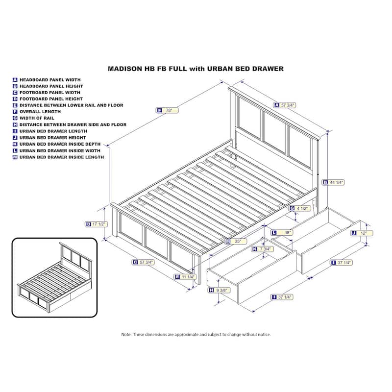 Platform Bed with Footboard & 2 Drawers - Storage Bed Frame - Slatted Support