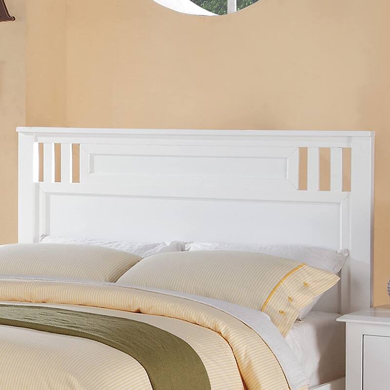 Full Size Bed with Unique Design Headboard, White Finish, Contemporary Style