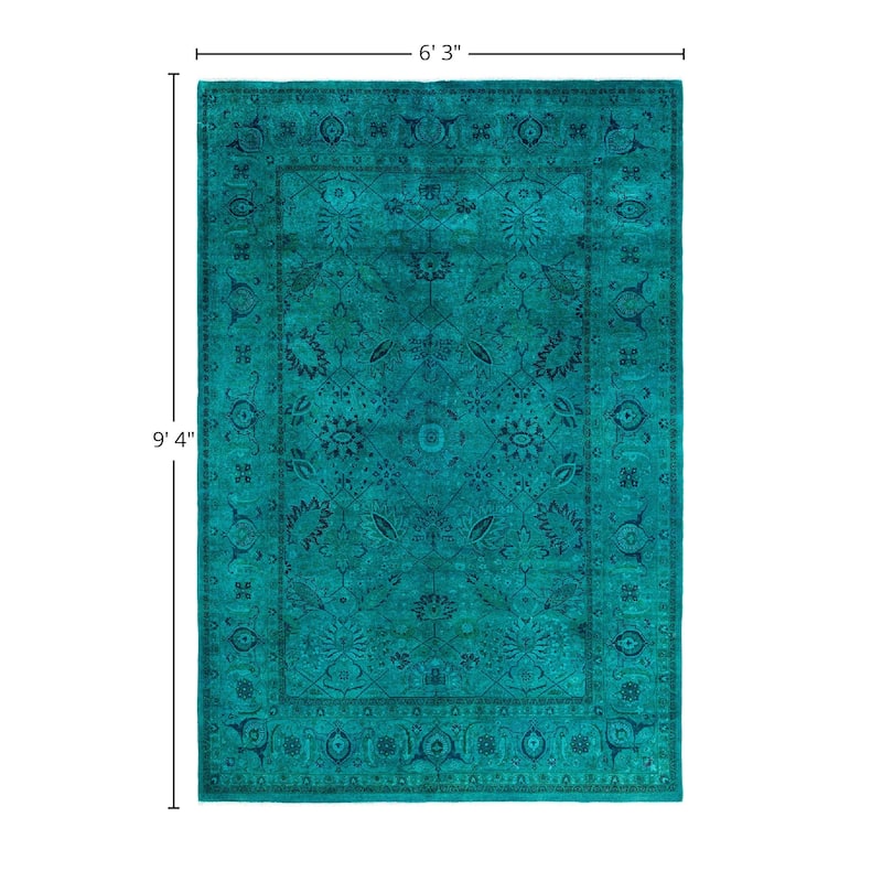Fine Vibrance One-of-a-Kind Hand-Knotted Area Rug - Blue, 6' 3" x 9' 4" - 6' 3" x 9' 4"