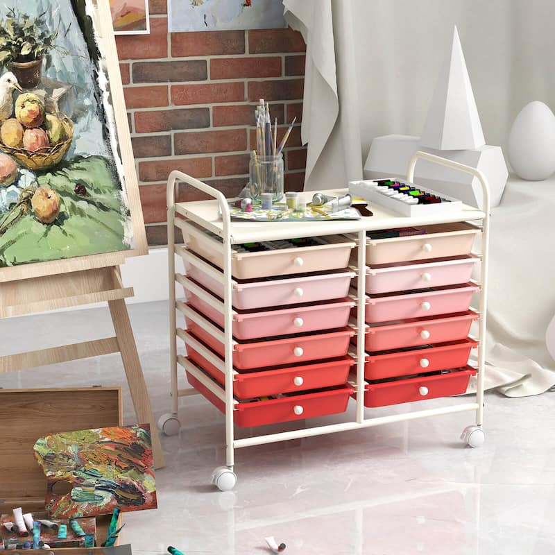 Costway 12 Drawers Rolling Cart Storage Scrapbook Paper Studio - See Details