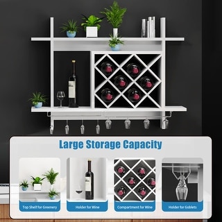 Modern Wine Cabinet Hanging White Wine Rack Wall Mounted