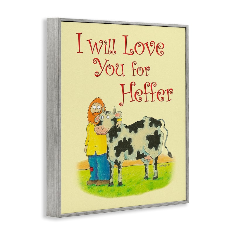 Stupell Love You For Heffer Framed Giclee Art Design By Roger Straub