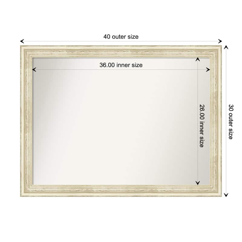 Country White Wash Framed Non-Beveled Custom Wall Mirror, Bathroom Vanity Mirror - Outer Size: 40.5 x 30.5