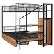 preview thumbnail 3 of 10, Twin Over Full Metal Bunk Bed with Drawer, Storage Ladder, Wardrobe and Shelving, Perfect for Kids & Guest Rooms, Black