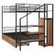 preview thumbnail 12 of 16, Twin over Full Metal Bunk Bed with Drawer and Lateral Storage Ladder and Wardrobe, White