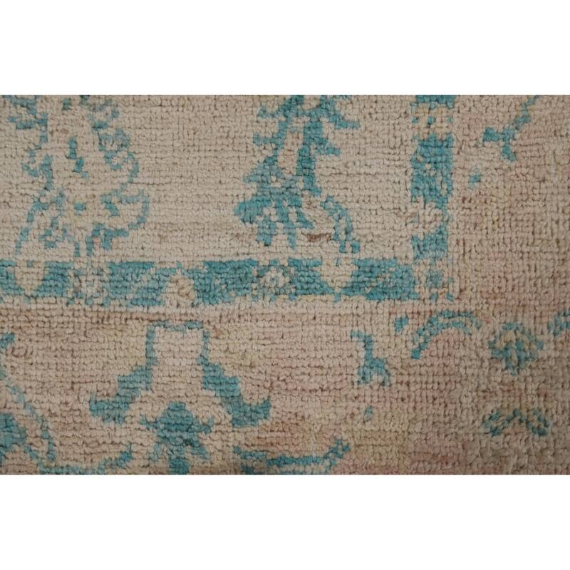 Traditional Geometric Oushak Turkish Oriental Wool Rug Handmade Carpet - 1'11" x 3'11"