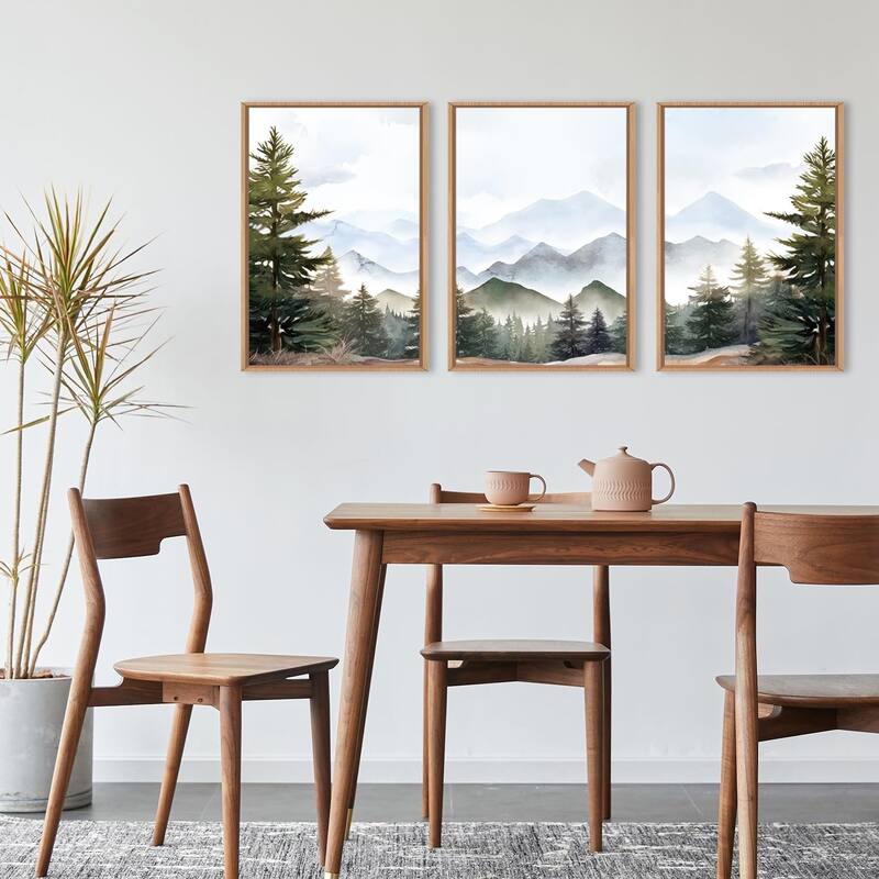 Misty Forest Wall Decor, Green Pine Tree, Nature Widerness Landscape