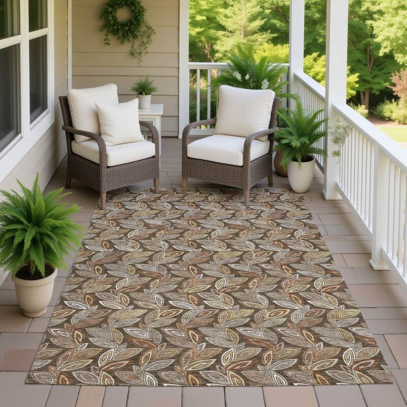 Machine Washable Indoor/ Outdoor Modern Rose Hill Chantille Rug