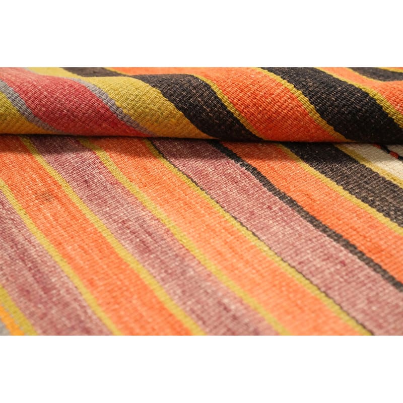Hand Woven Oriental 100% Wool Carpet Southwestern Geometric Oranges & Rust Kilim Area Rug - 9' 10'' X 5' 4''