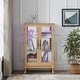 preview thumbnail 5 of 106, GDFStudio - Traditional Storage Curio Cabinet with Tempered Glass Doors and Lighted Display Light Oak - LED Light