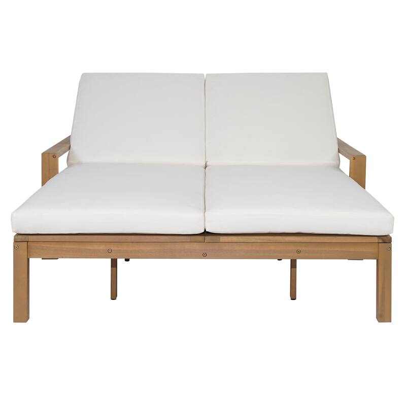 Outdoor Double Chaise Lounge Chair with Dual 5-Position Backrests by Leisure Zone