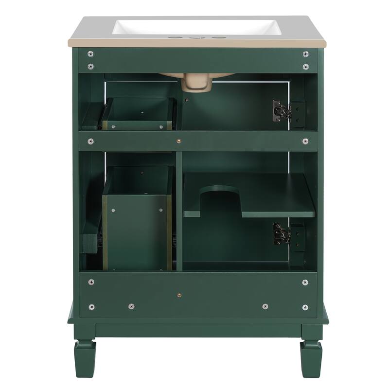 24" Freestanding Bathroom Vanity with White Integrated Ceramic Sink - 24'' x 18.3'' x 34''