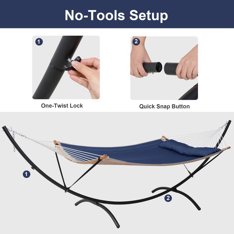 Portable Freestanding Hammock with Curved Stand for Outside