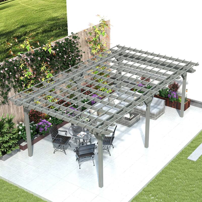 Outsunny 20' x 12' Outdoor Pergola, Wood Gazebo Grape Trellis with Stable Structure for Garden, Patio, Backyard, Deck