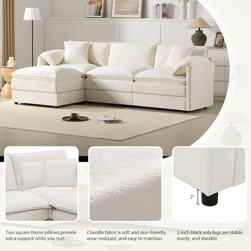 Chenille Modular Sectional Sofa, L Shaped Cloud Couch Set