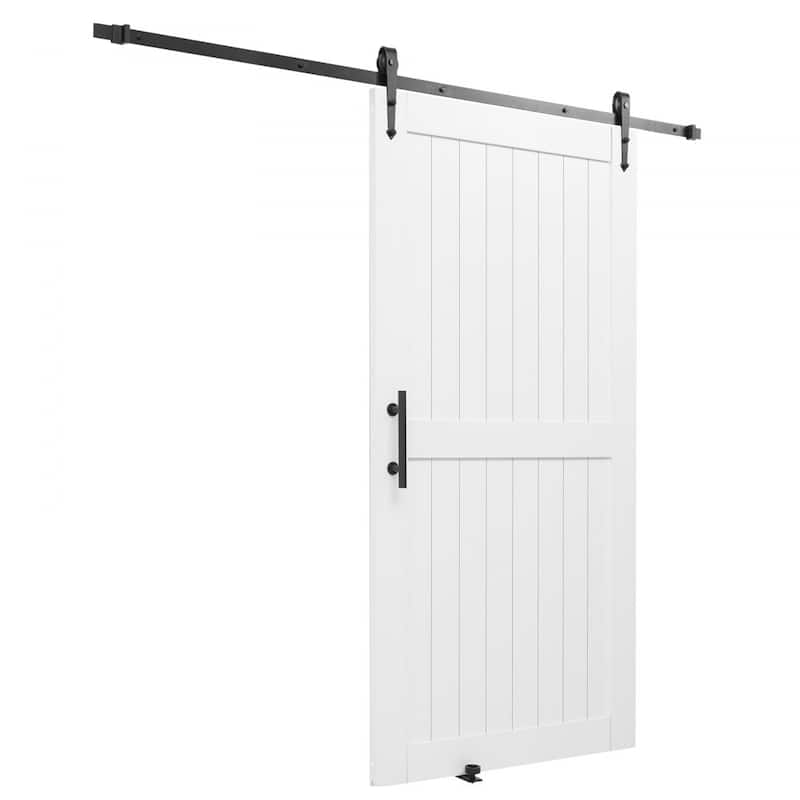 White MDF Pine Sliding Barn Door with Waterproof PVC Coating