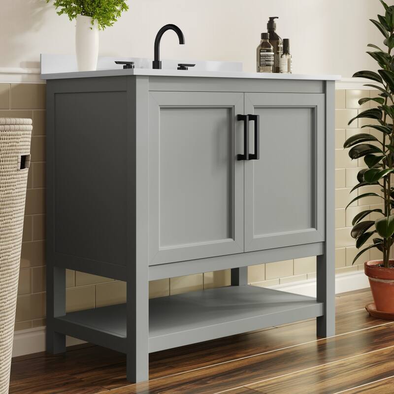 Bathroom Vanity with Undermount Sink and Open Storage Shelf
