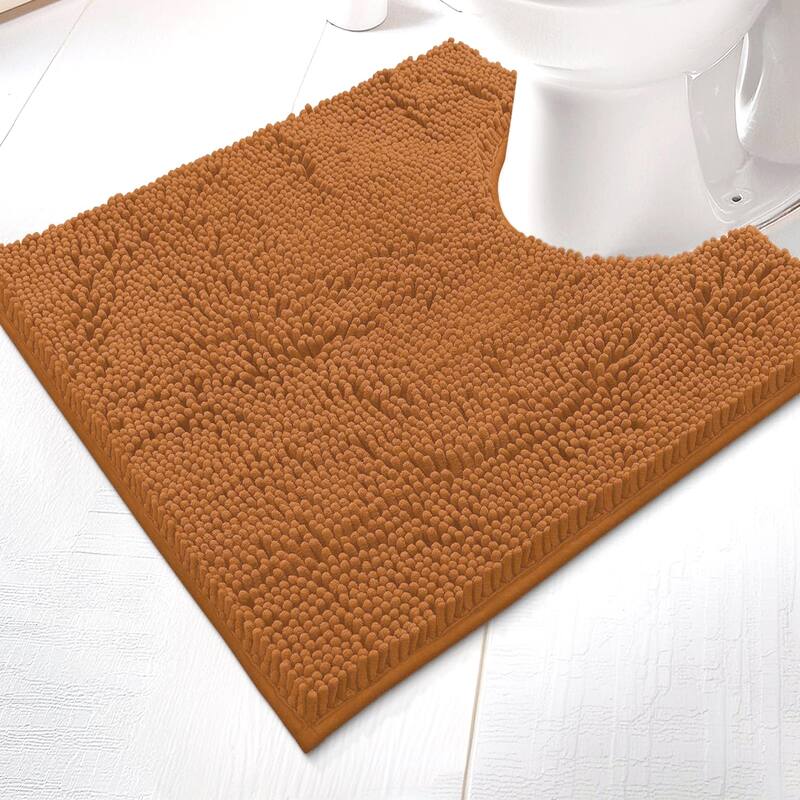 2 Piece Set Pumpkin Soft Cozy Plush Chenille Bath Mat Bathroom Rug
