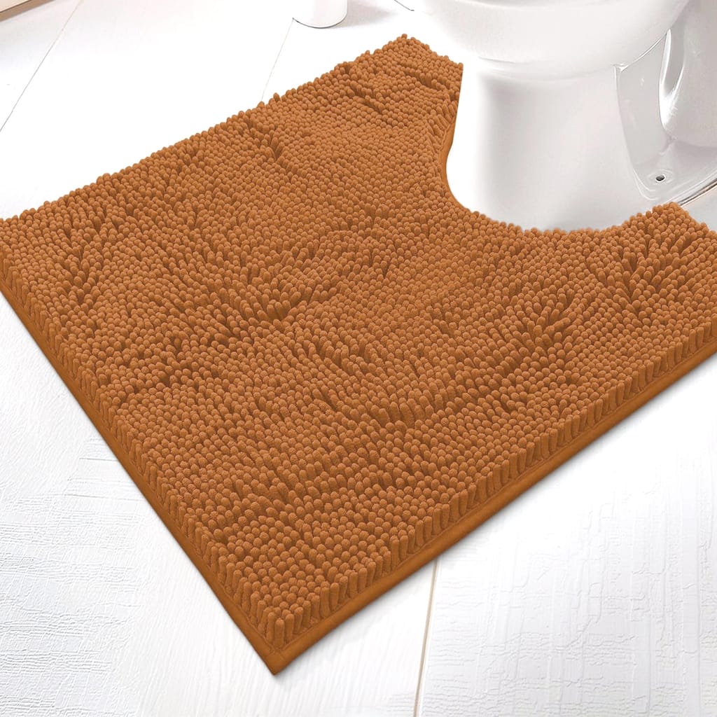 Pumpkin Soft Cozy Plush Chenille Contour Bath Mat Bathroom Rug