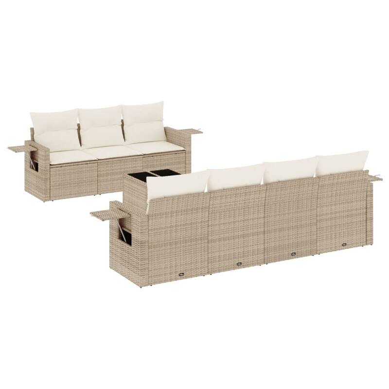 vidaXL Patio Sofa Set with Cushions Outdoor Furniture 8 Piece Poly Rattan