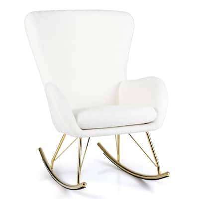 Gymax Nursery Rocking Chair w/ Curved Backrest & Armrests Detachable